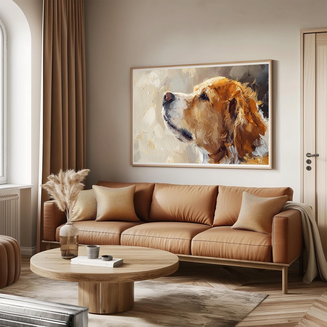 Golden Retriever Dog Portrait Profile Oil Painting Pet Art Poster - Image 3