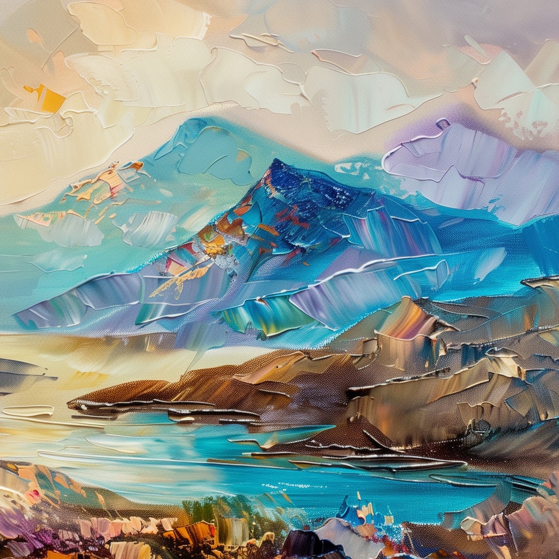 Abstract Mountains Modern Abstract Painting Wall Art Print Frame Tv Art Tv - Image 3