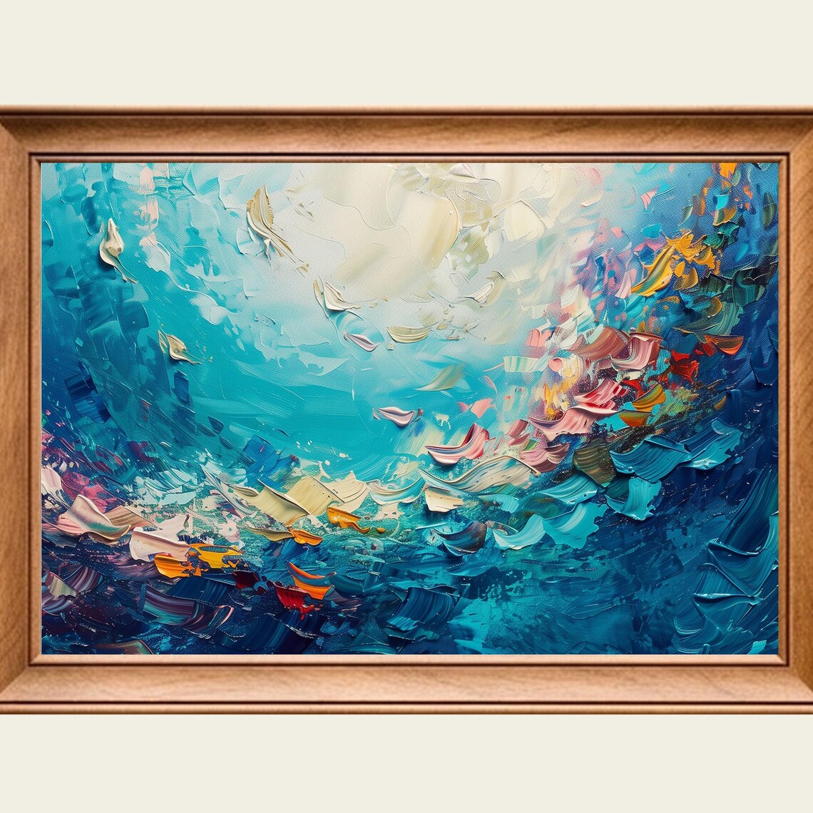 Vibrant Underwater Ocean Life Coral Reef Fish Painting Print Poster