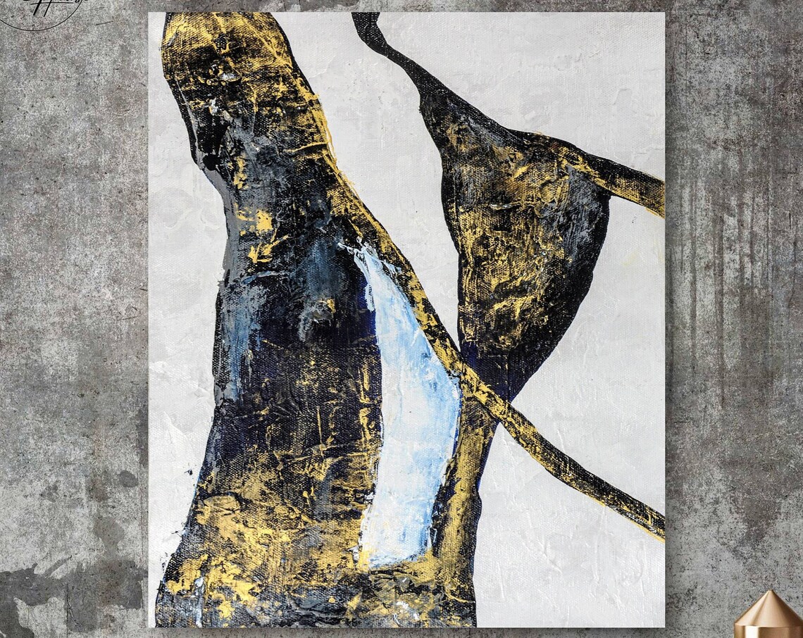 Black Gold Branch Organic Abstract Painting White Modern Wall Poster - Image 4