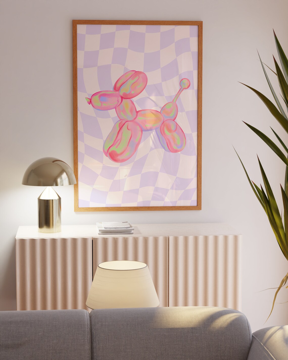 Pink Balloon Dog Art Print, Y2K Preppy Decor - Image 4