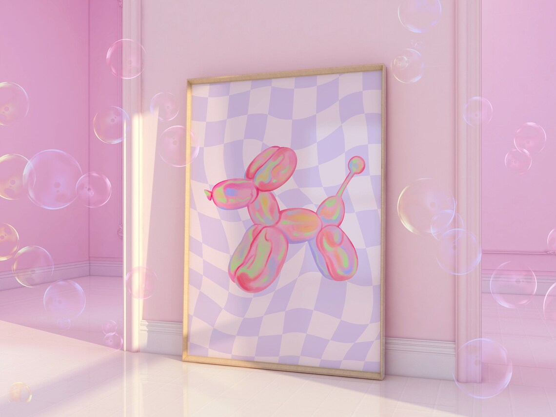 Pink Balloon Dog Art Print, Y2K Preppy Decor - Image 6