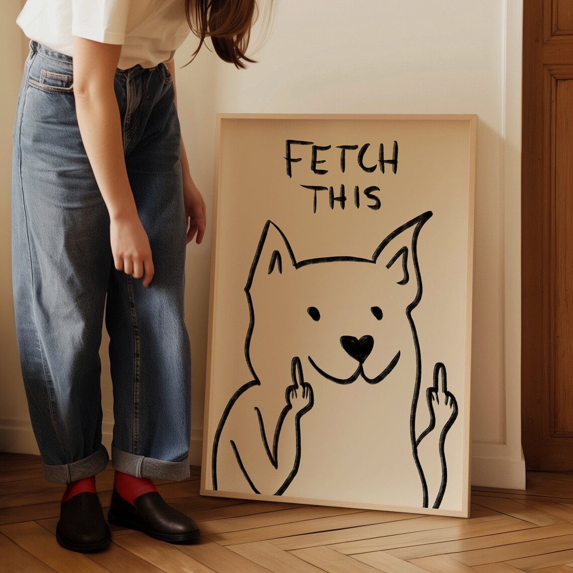 Fetch This Dog Art Print, Funny Y2K Room Decor - Image 4