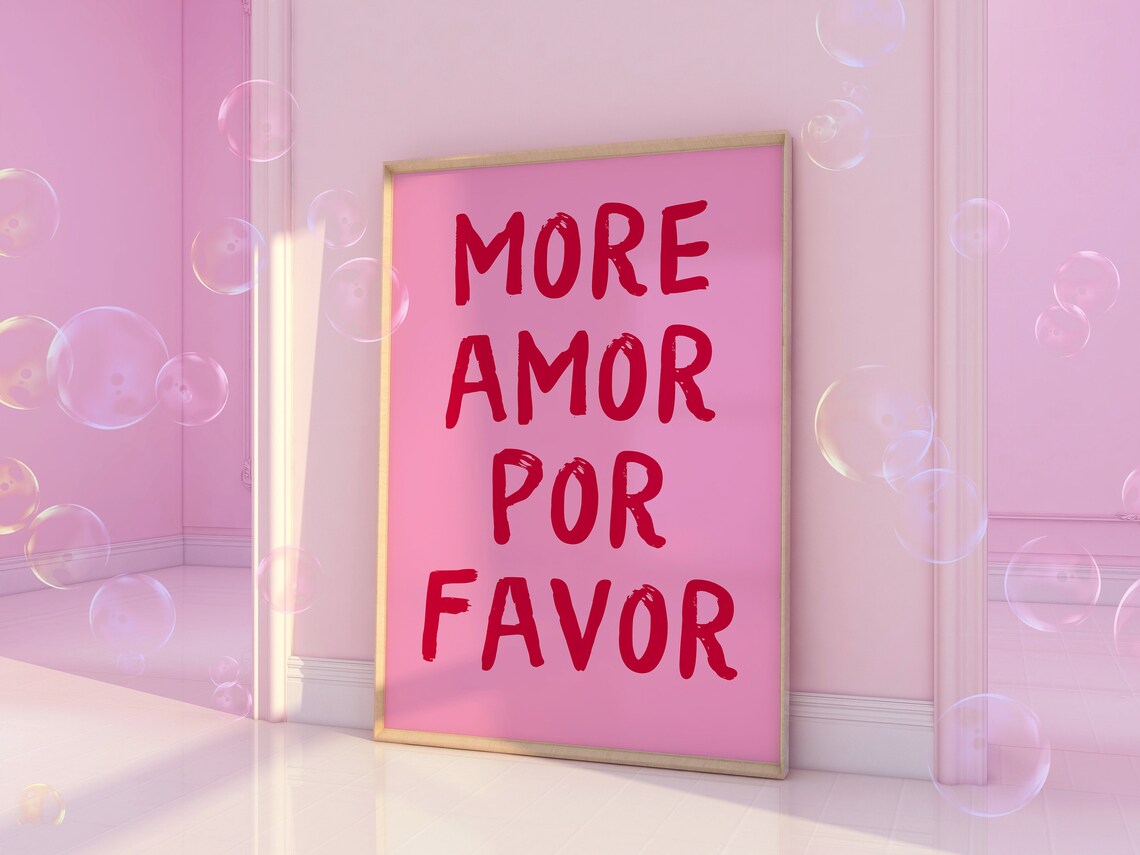 More Amor Por Favor Pink Spanish Love Quote Typography Poster - Image 5