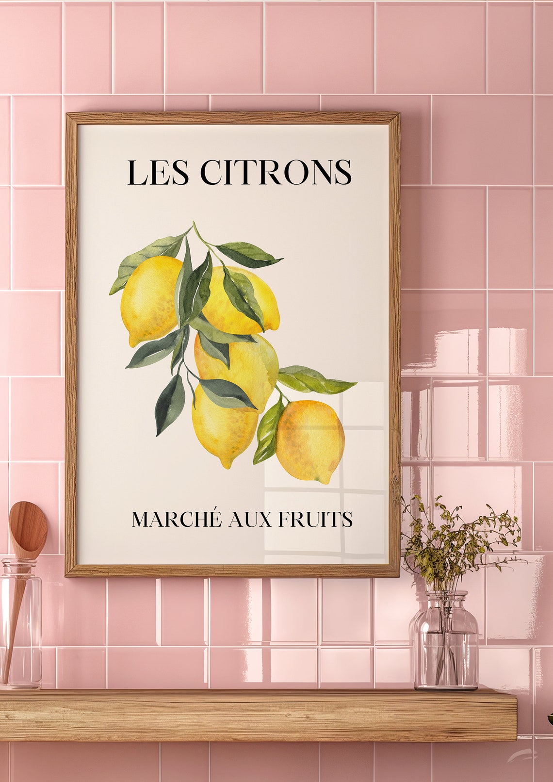 Les Citrons Lemon Branch French Fruit Market Botanical Poster