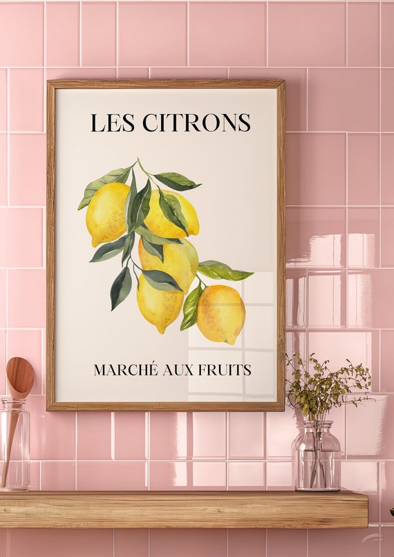 Les Citrons Art Print Lemon Art Print Botanical Fruit Art Fruit Poster Aesthetic Fruits Drawing Fruit Wall Art Kitchen Wall Decor
