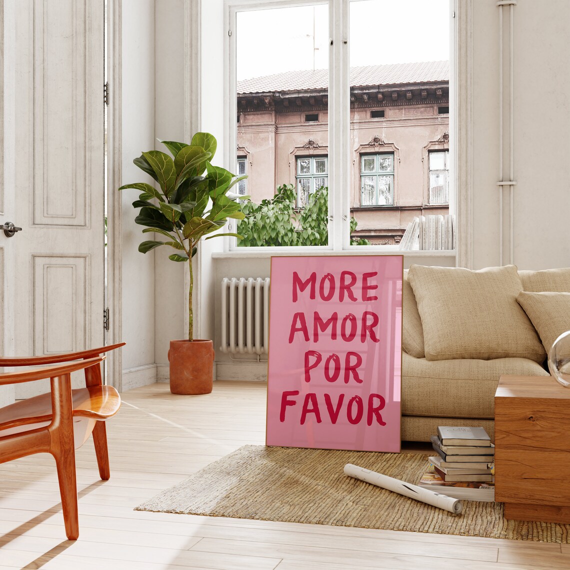 More Amor Por Favor Pink Spanish Love Quote Typography Poster - Image 4