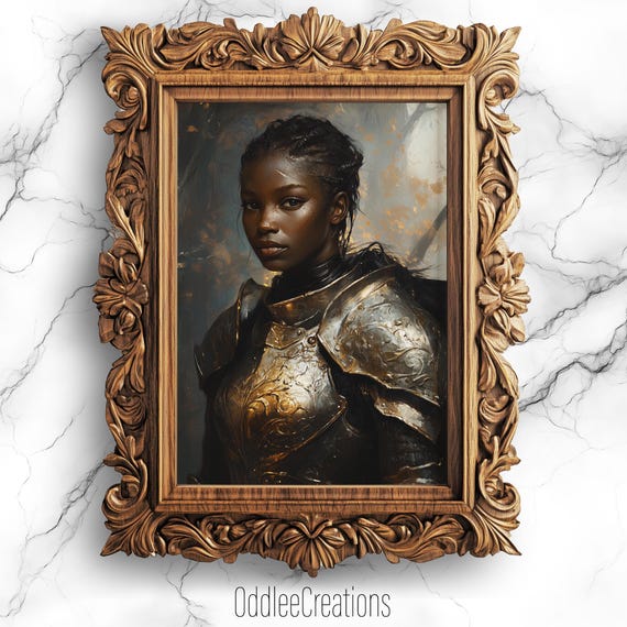 Fantasy Knight Portrait Strong Female Warrior In Battle Dark Academia Art Enchanted Wall Prt79