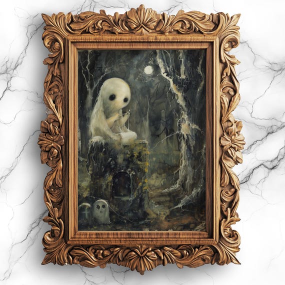 Knitting Haunted Graveyard Creepy Cute Art Print