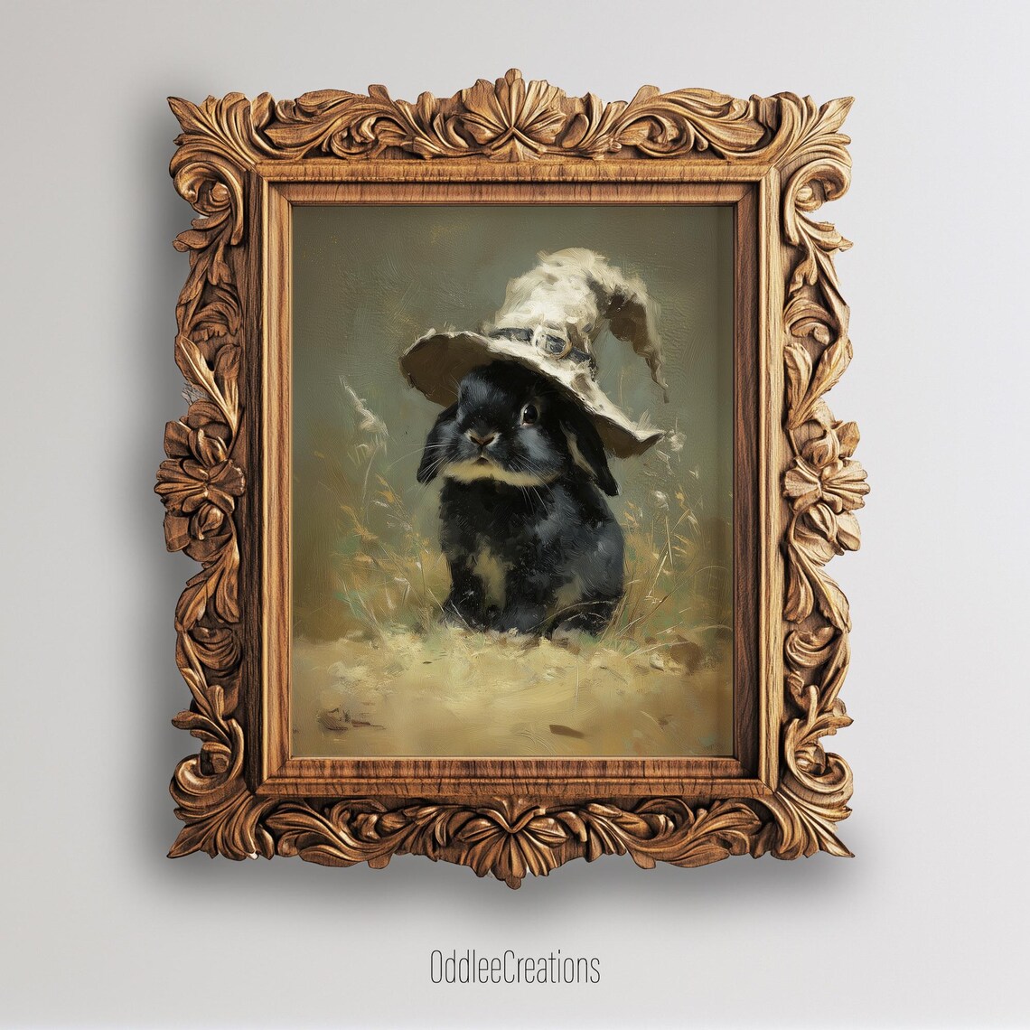Bunny Witch Art Print, Gothic Halloween Decor