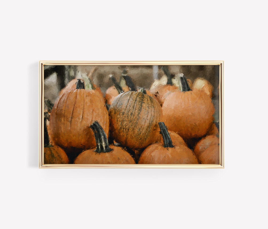 Vintage Fall Pumpkins Patch Rustic Autumn Harvest Scene Art Print - Image 3