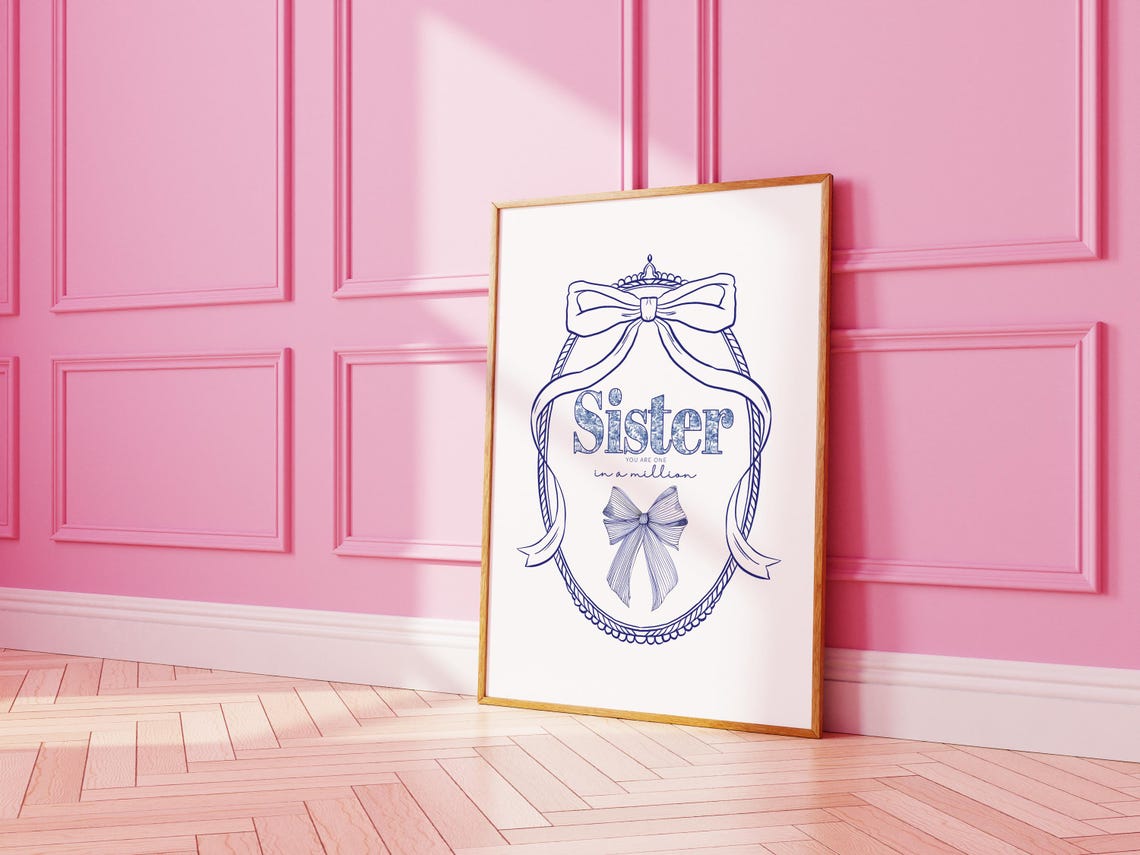 Sister Thank You Gift Sister Birthday Card Bow Print Sister Bedroom Sister Best Friend Poster Sister Presents Soul Sister Wall Art - Image 2