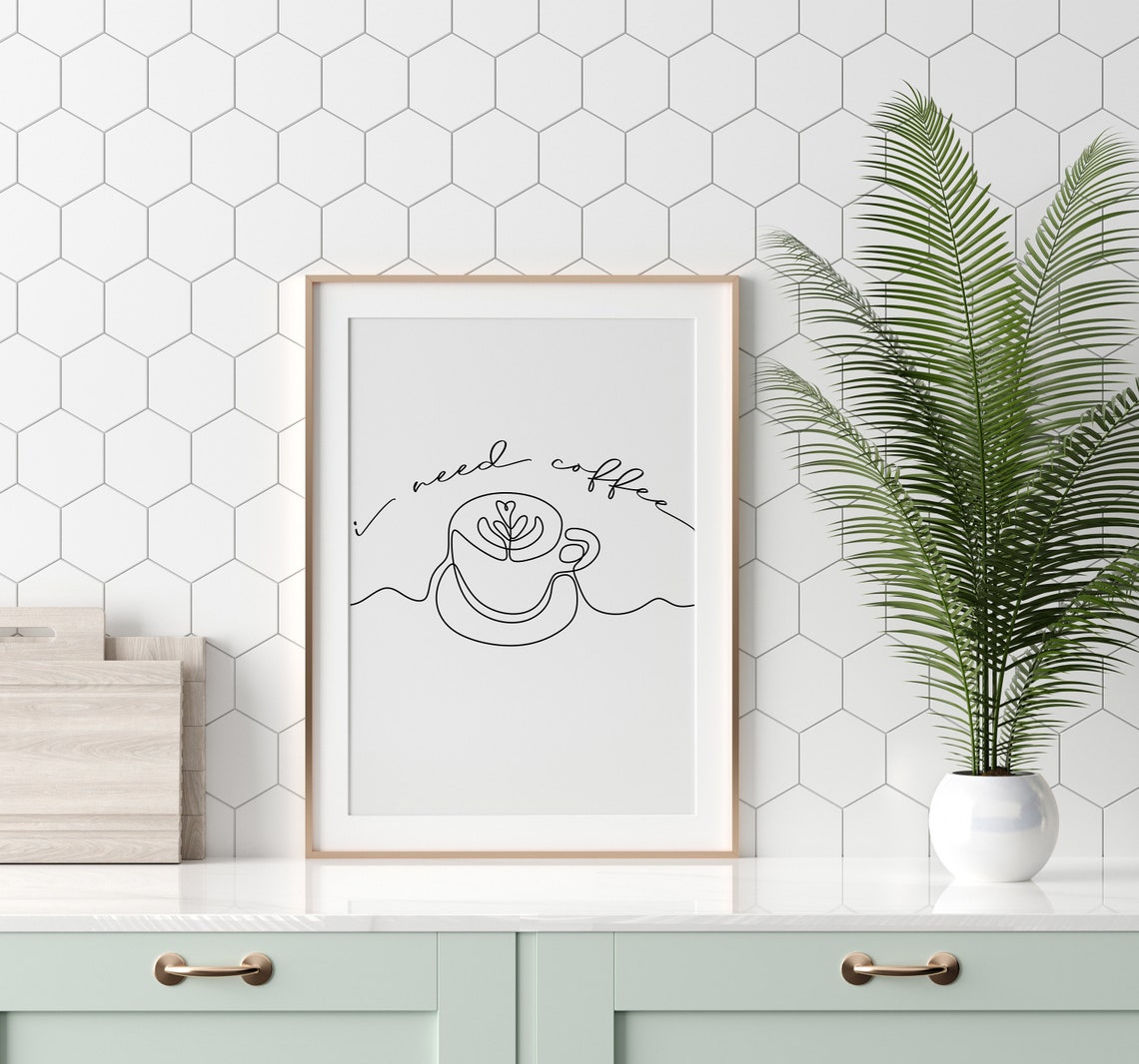 Get Shit Done Single Line Coffee Cup Funny Minimalist Art Poster - Image 2