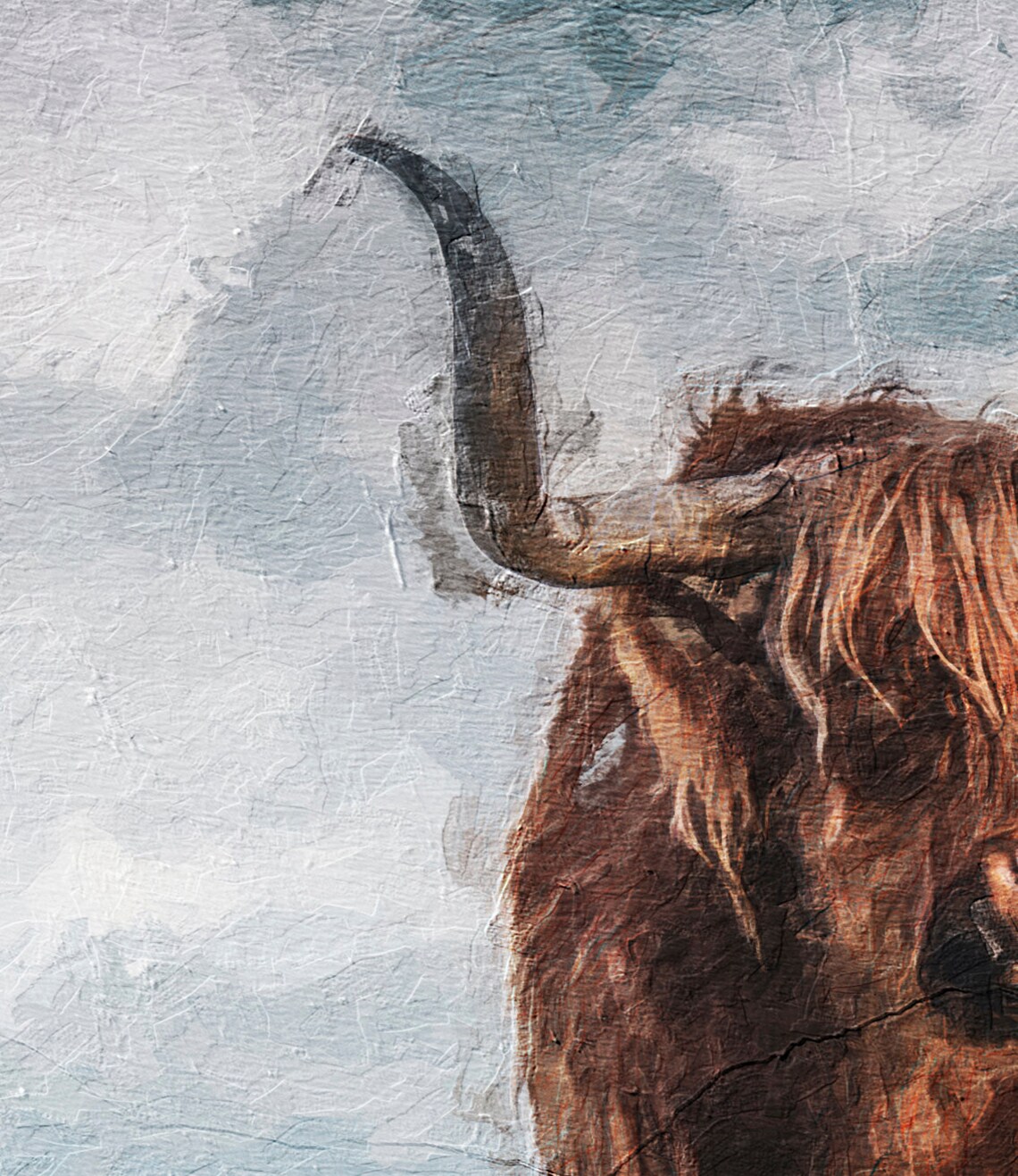 Highland Cow Oil Painting Rustic Country Farmhouse Decor Poster - Image 3
