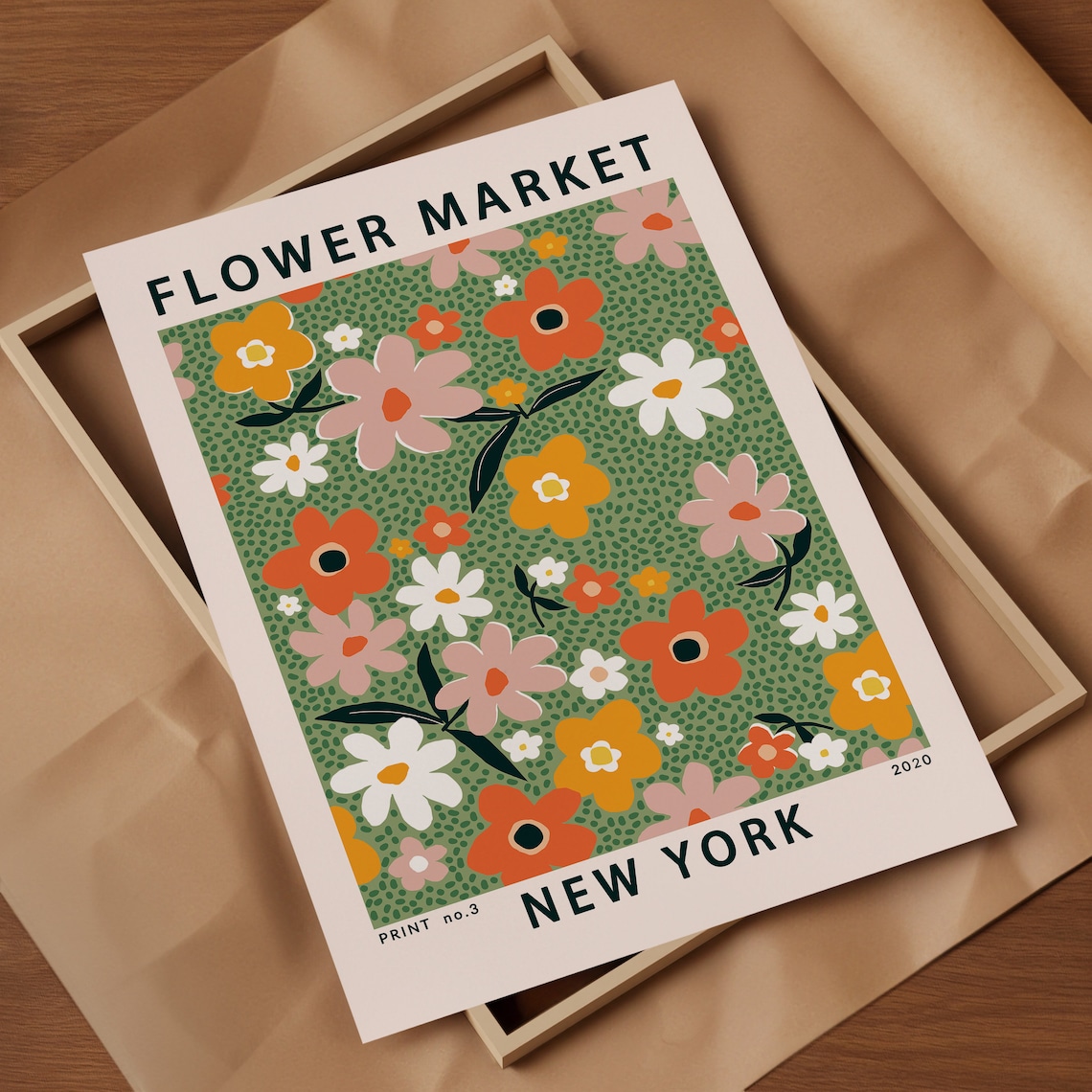 Flower Market New York Retro Travel Poster