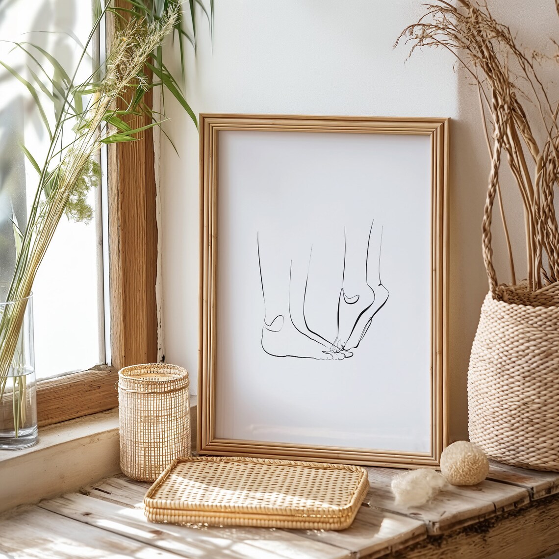 Couple Line Art Drawing, Bedroom Wall Decor Art Print - Image 2