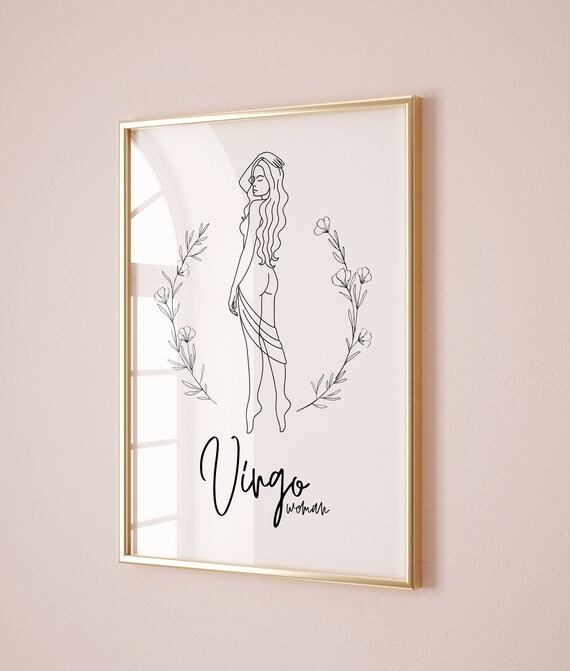Virgo Woman Zodiac Minimalist Line Art Astrology Star Sign Poster