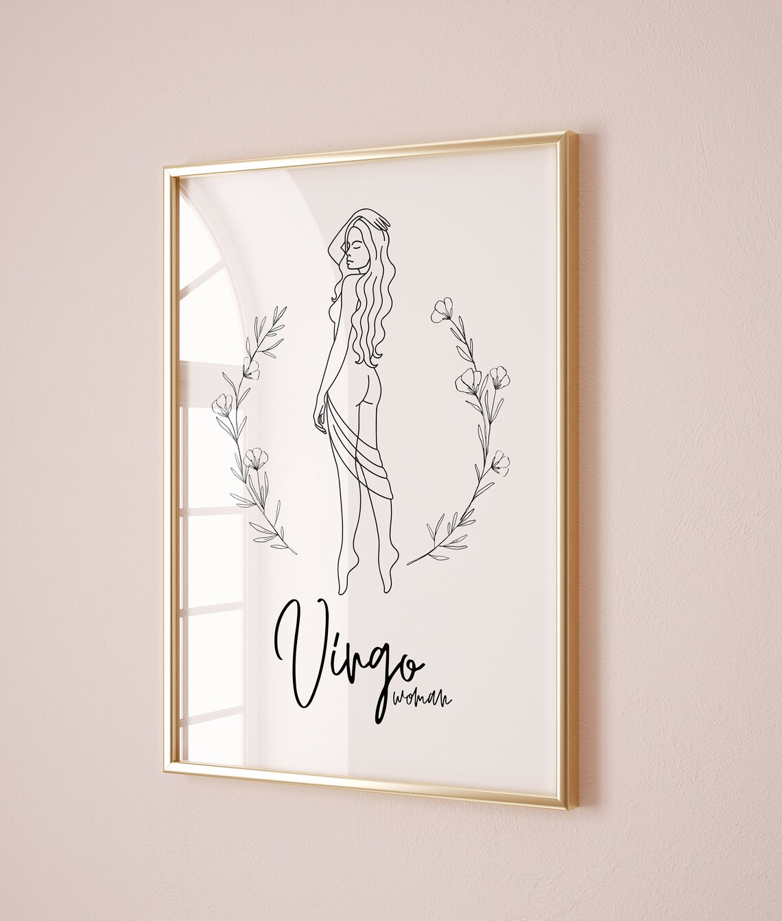 Virgo Woman Zodiac Minimalist Line Art Astrology Star Sign Poster