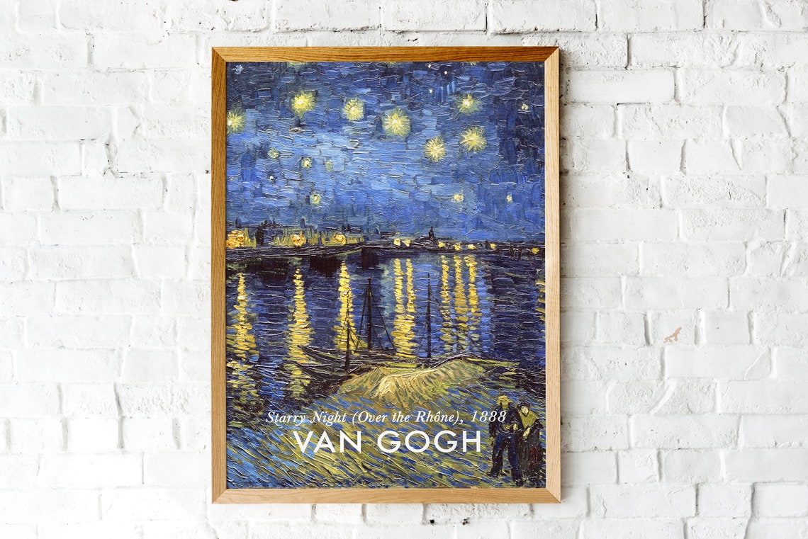 Van Gogh Starry Night Over the Rhone 1888 Classic Art Poster - Image 2