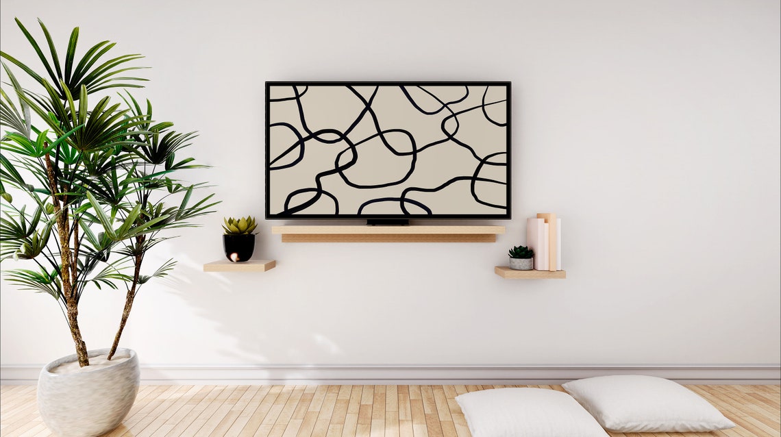 Modern Abstract Black Line Squiggle Art on Cream Background Poster - Image 2