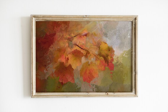 Abstract Autumn Leaves Rustic Fall Foliage Warm Tones Wall Poster
