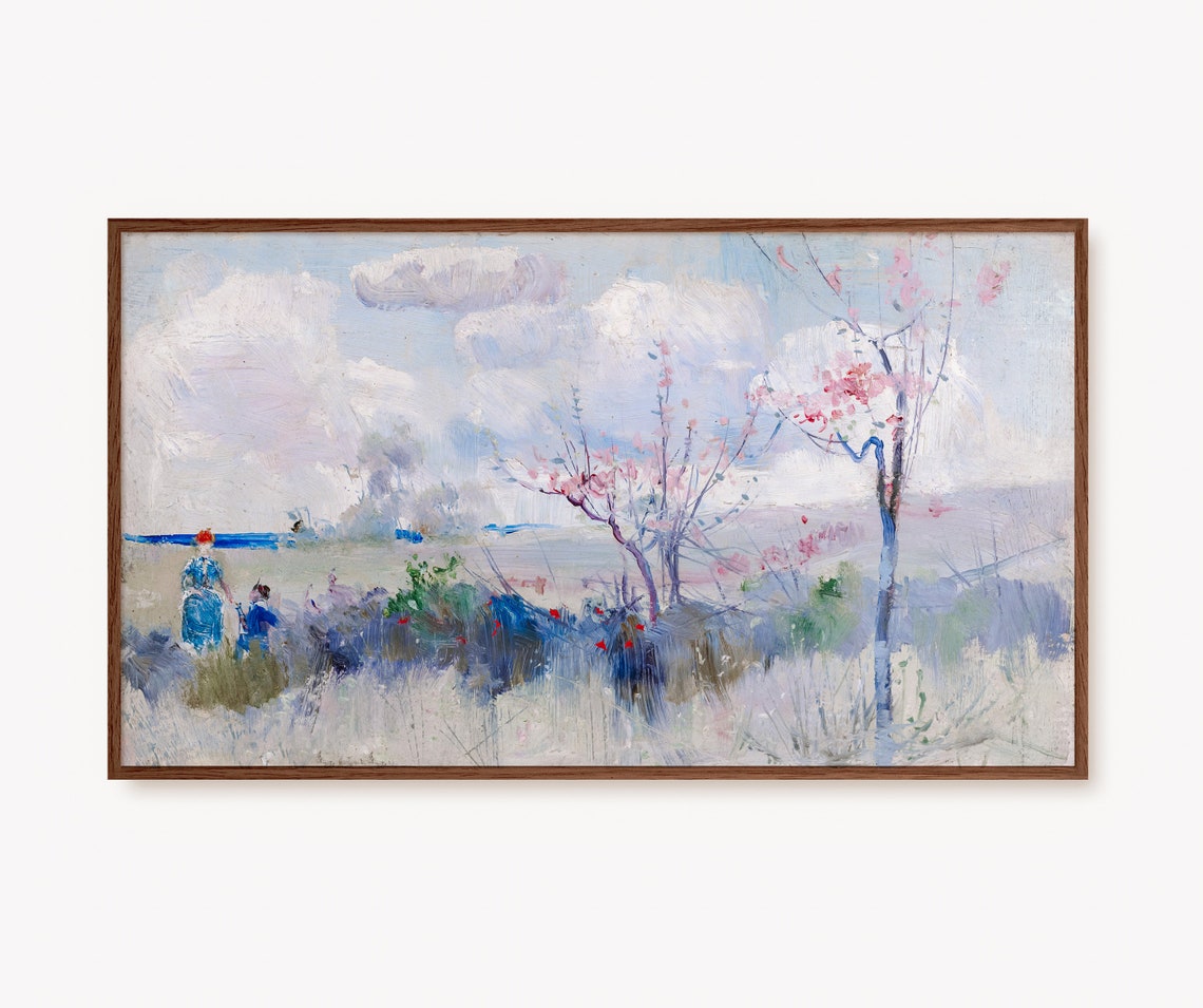 Spring Blossom Meadow Pastel Soft Impressionist Landscape Poster