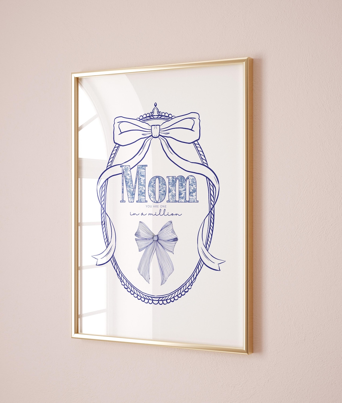Mom You Are One In A Million Blue Bow Coquette Gift Art Print