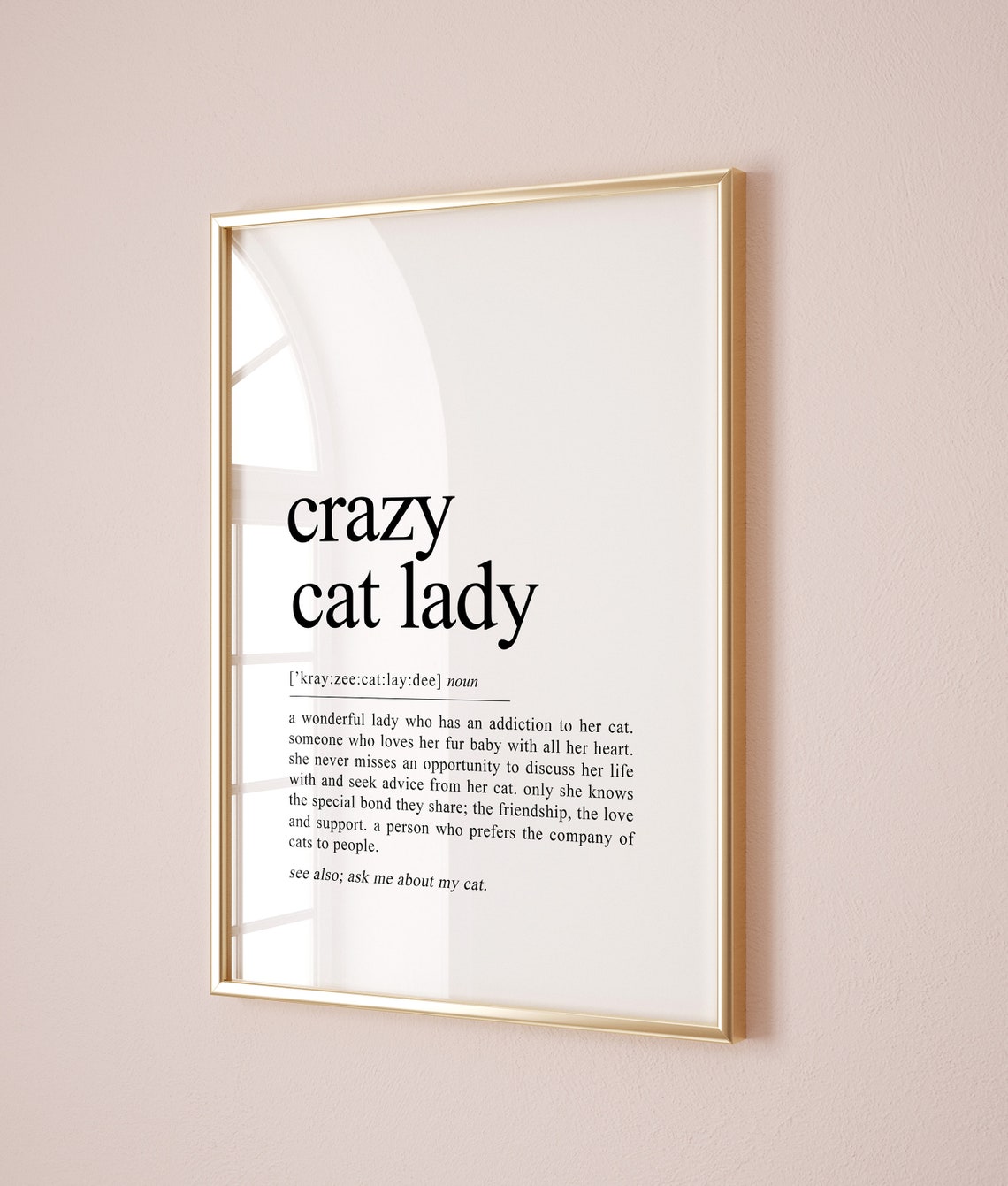 Crazy Cat Lady Funny Definition Typography Cat Mom Gift Poster - Image 2