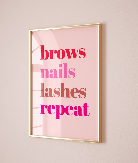 Beauty Salon Decor Nail Salon Wall Art Lash Artist Gift Teenage Girl Bedroom Art Brow Bar Decor Brow Technician