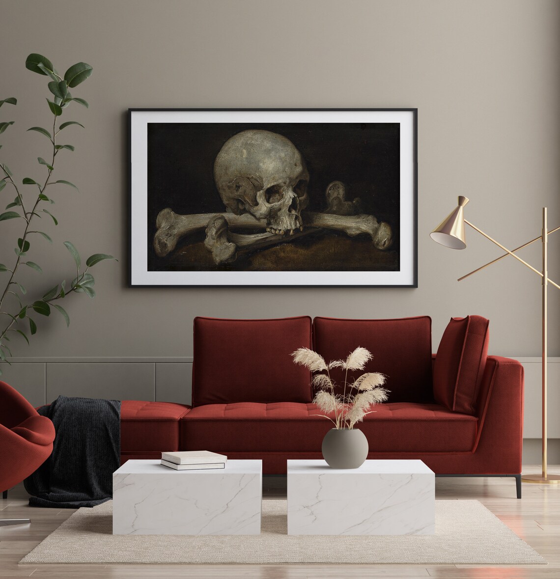 Halloween Skull Dark Academia Gothic Art Print - Image 2