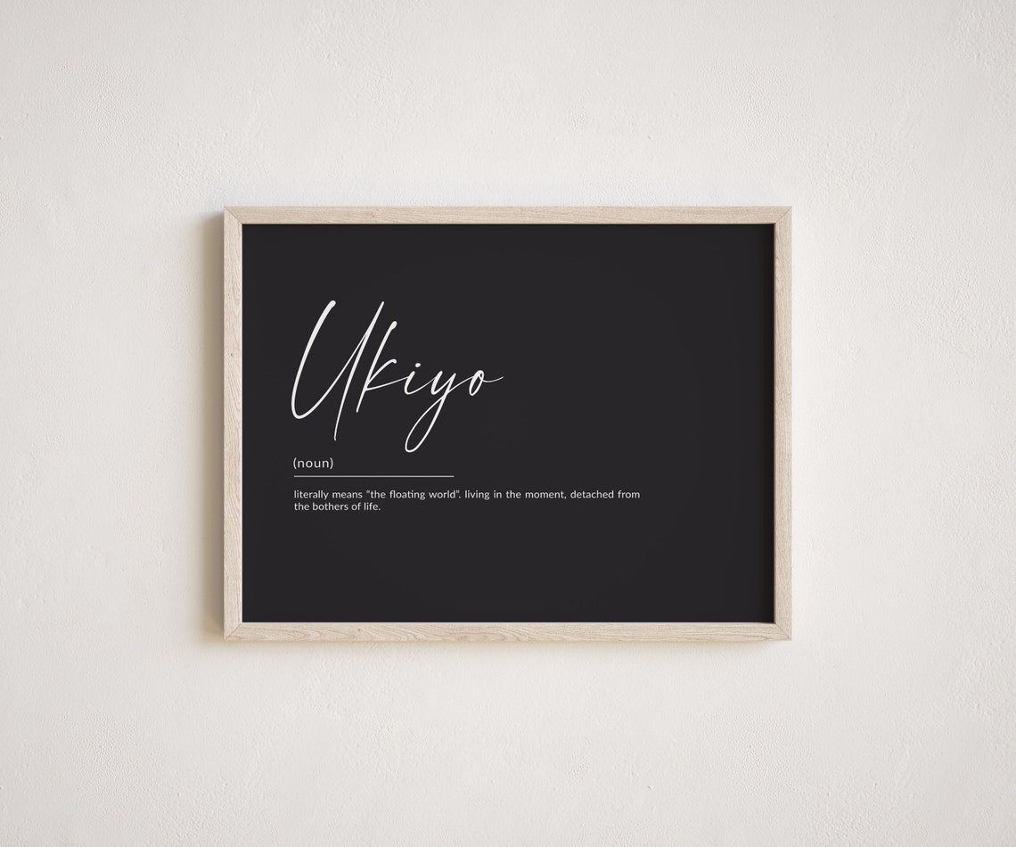 Ukiyo Japanese Definition Typography Mindfulness Quote Poster - Image 2