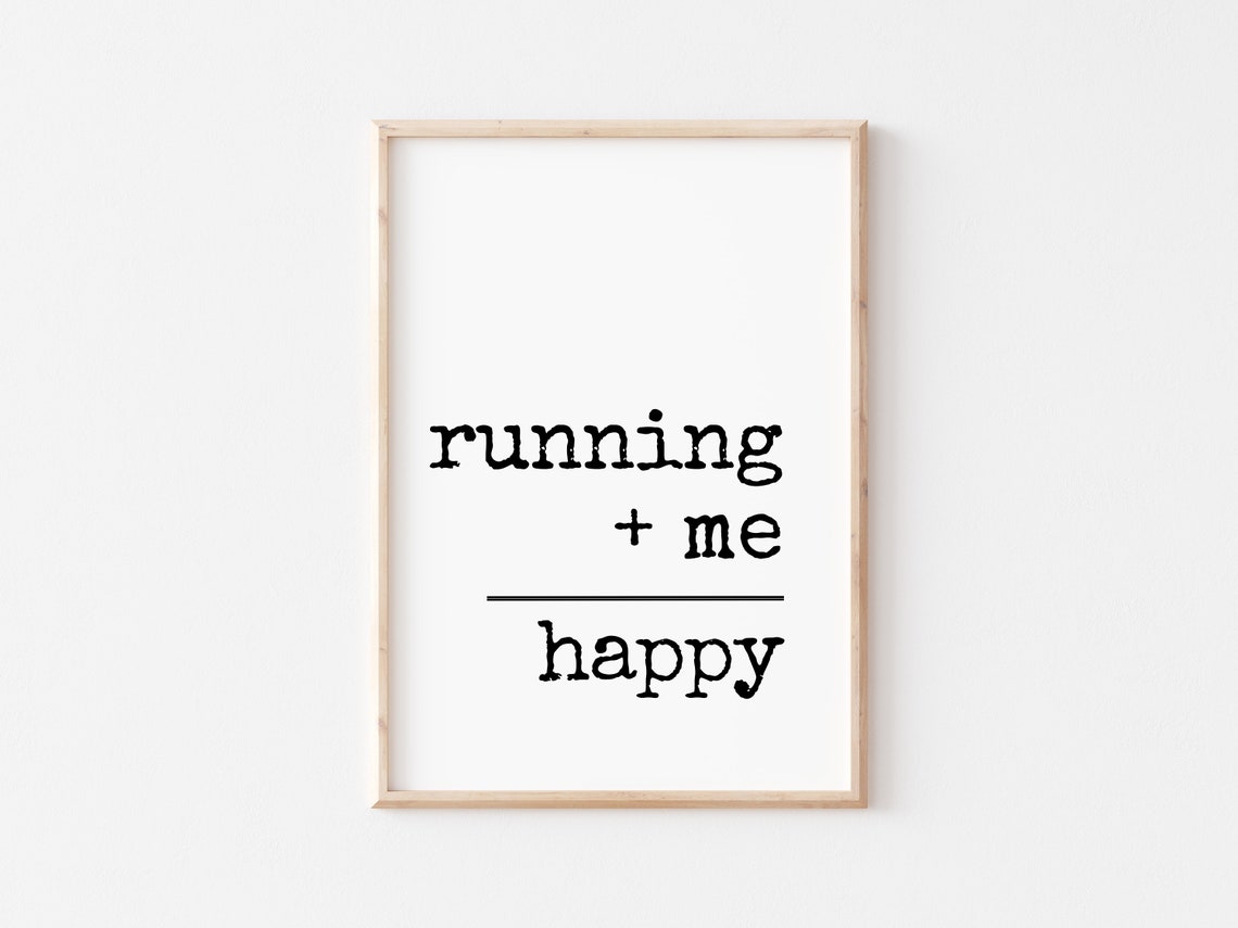 Running Plus Me Happy Minimalist Typography Runner Gift Sports Poster - Image 2