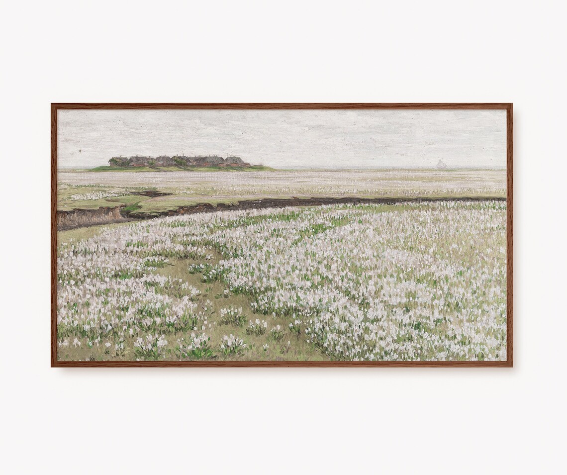 Spring Landscape Oil Painting, Rustic Farmhouse Decor