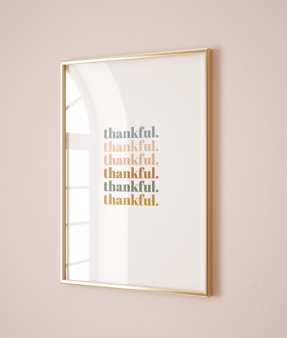 Thankful Repeating Typography Gradient Gratitude Quote Poster