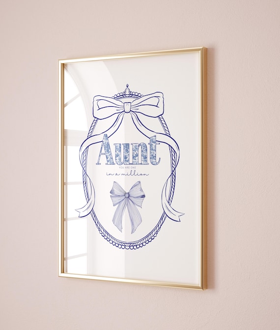 Aunt You Are One In A Million Blue Bow Coquette Gift Art Print