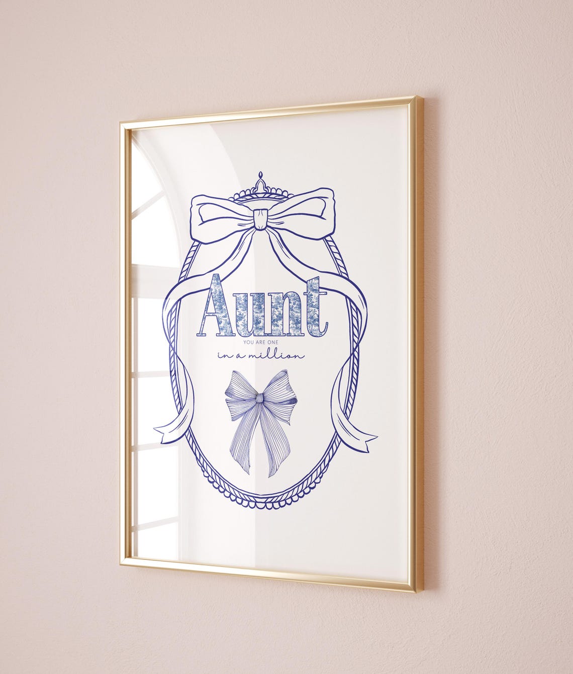 Aunt You Are One In A Million Blue Bow Coquette Gift Art Print