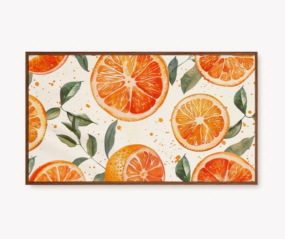 Frame Tv Art Summer Orange Tree Painting Abstract Citrus Fruit Drawing Summer Frame Tv Art Oranges Tv Art