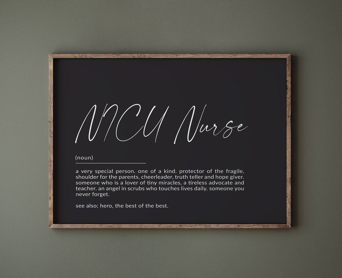 NICU Nurse Definition Chalkboard Style Gift Quote Wall Decor Poster
