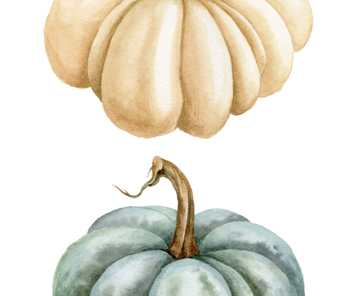 Soft Pastel Watercolor Pumpkins Trio Autumn Wall Decor Poster - Image 2