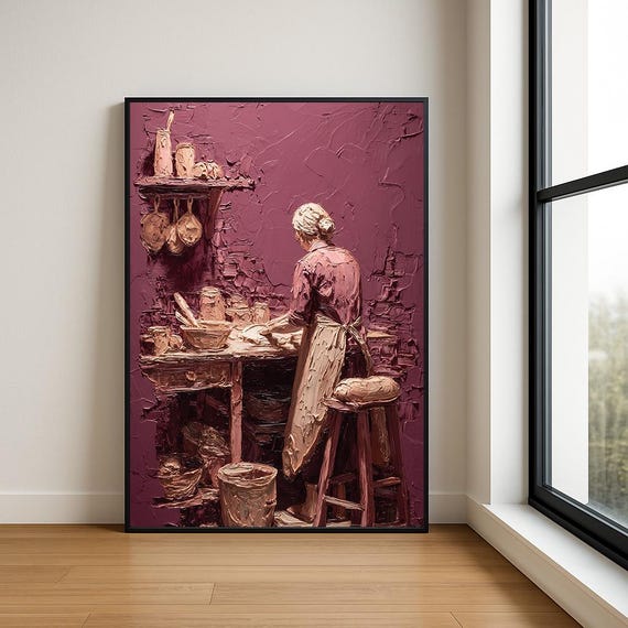 High Resolution Working Woman Oil Painting