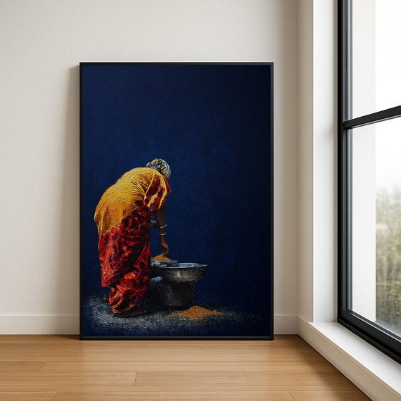 High Resolution Working Woman Oil Painting