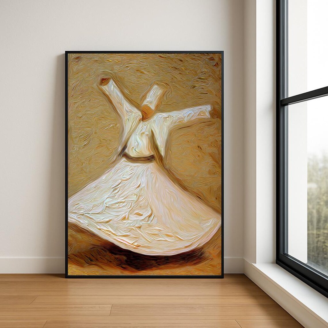 Whirling Dervish Golden Painting Sufi Spiritual Dancer Poster