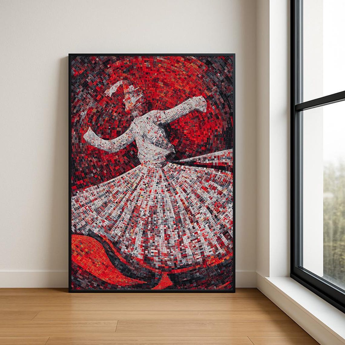 Whirling Dervish Red Mosaic Sufi Dance Spiritual Movement Poster
