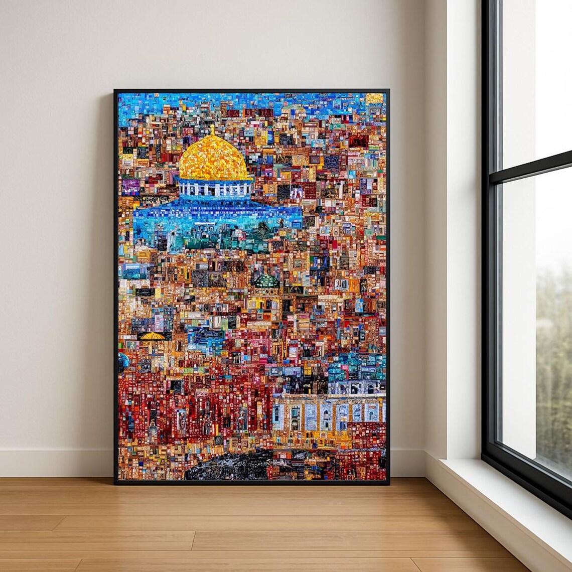 Jerusalem Dome of the Rock Mosaic Golden Old City Collage Poster