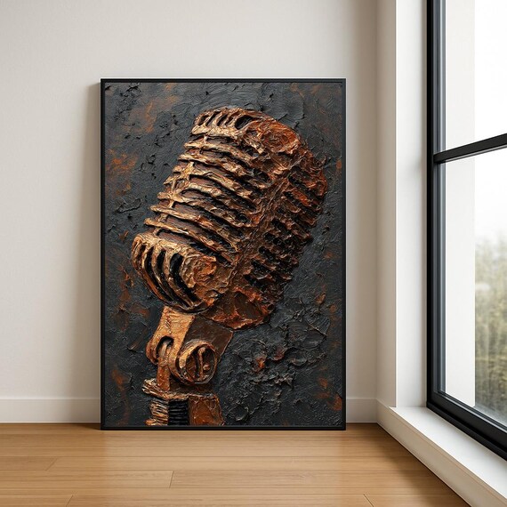 Music Lover Wall Art Print Textured Musician Abstract Oil Painting