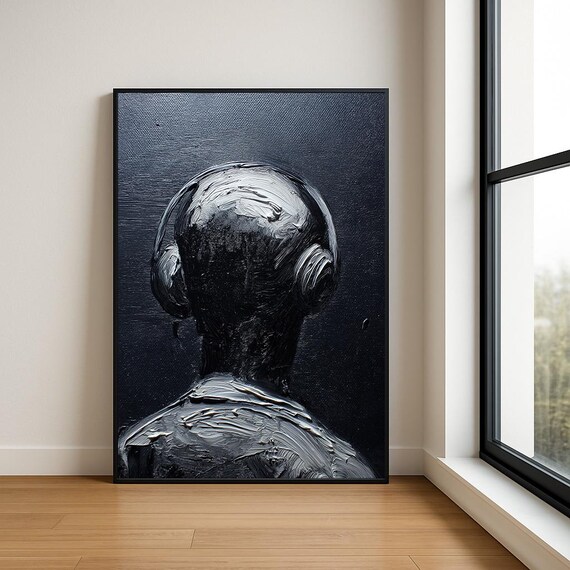 Music Lover Wall Art Print Textured Musician Abstract Oil Painting