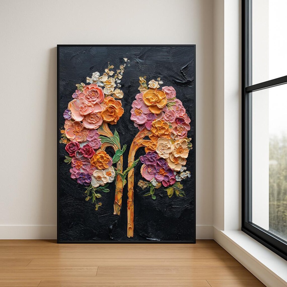 Luxury Colourful Abstract Kidney Oil Painting