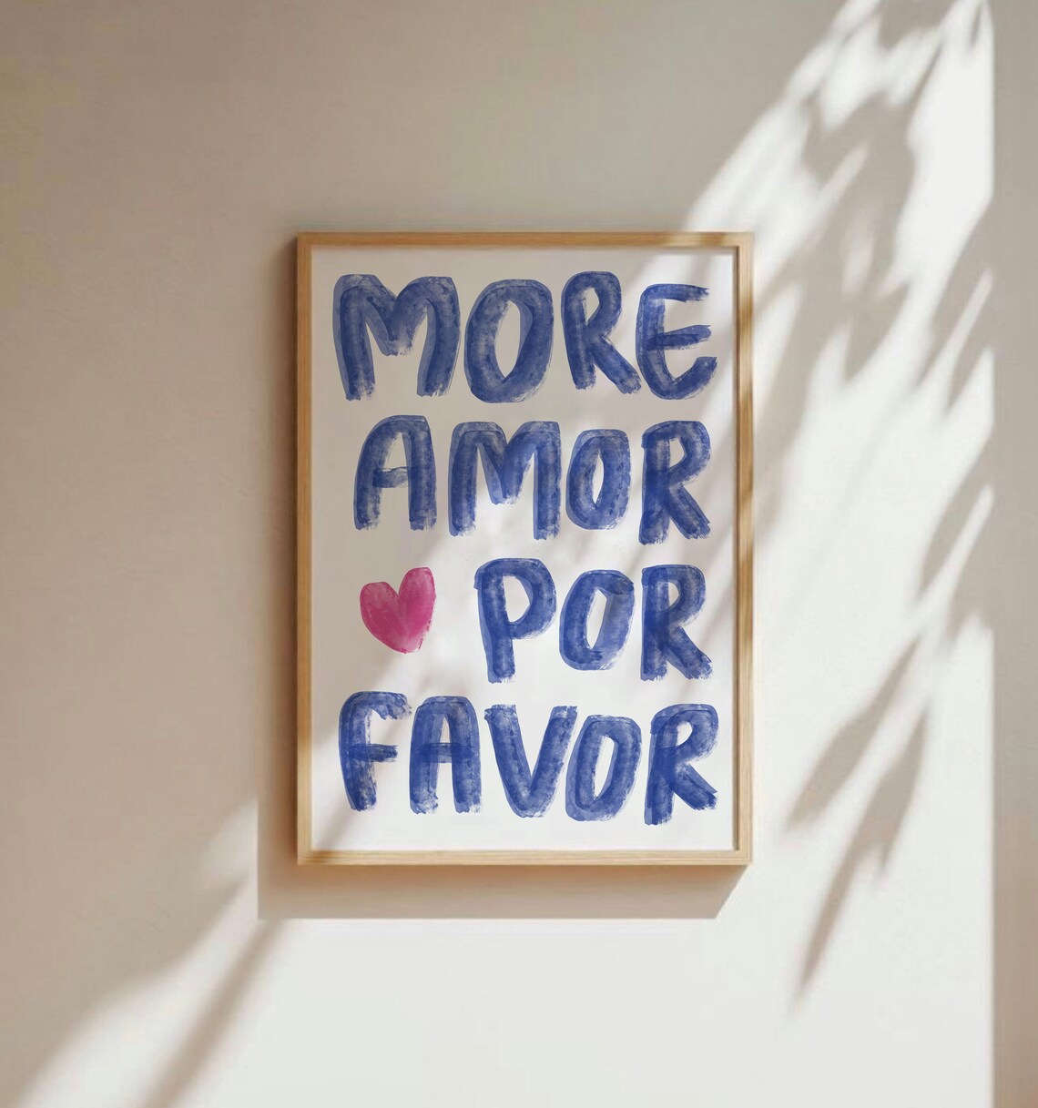 More Amor Por Favor Blue Watercolor Spanish Love Quote Poster - Image 3