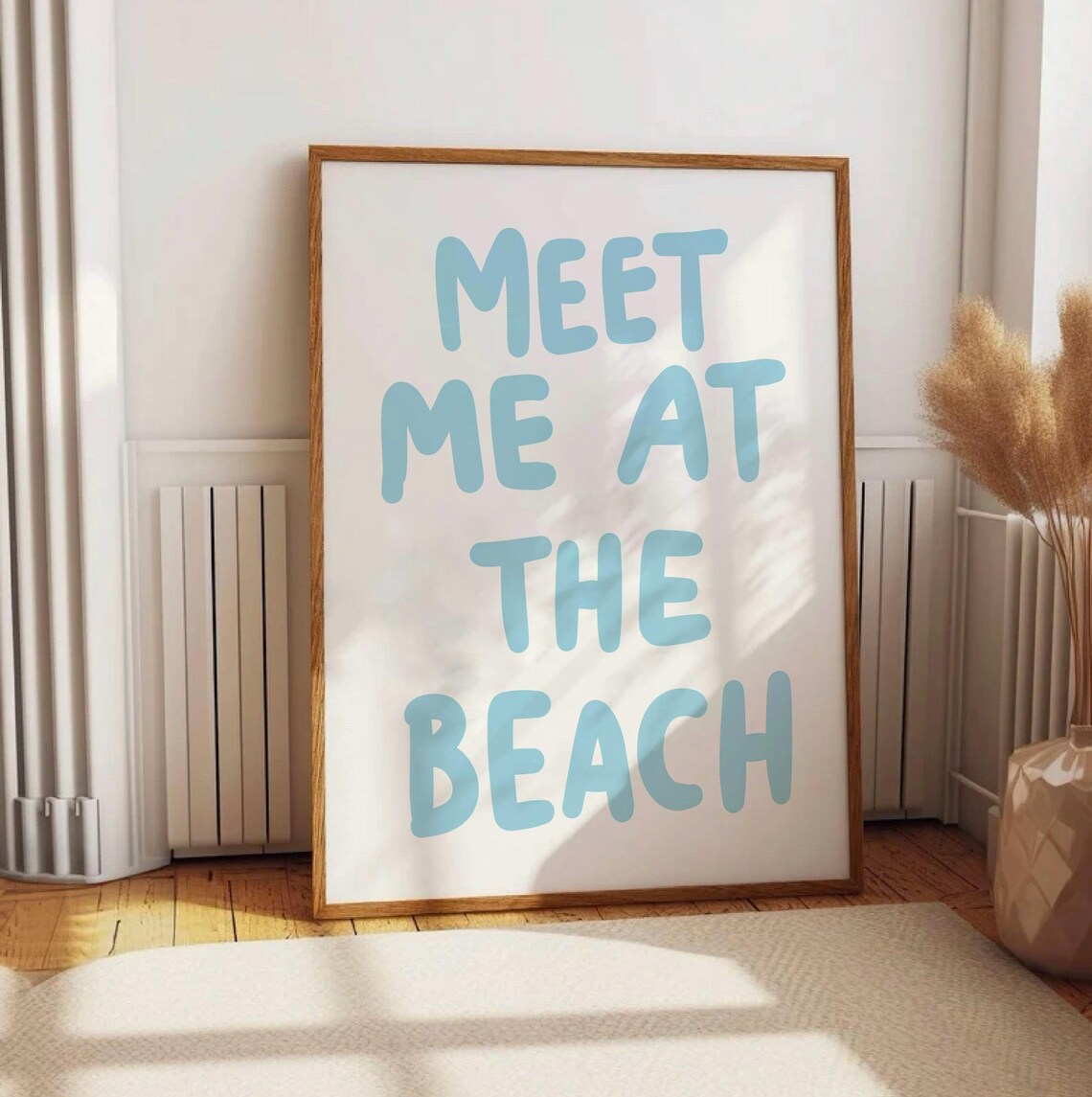 Meet Me at the Beach Light Blue Coastal Summer Escape Quote Poster
