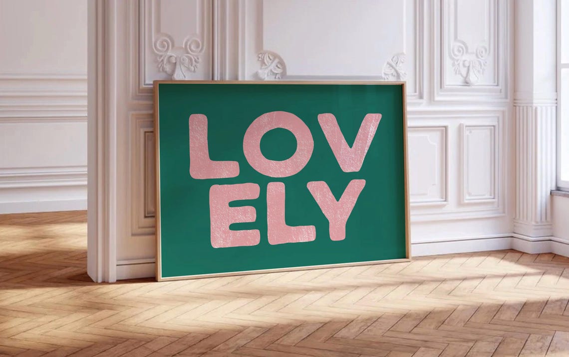 Lovely Pink Green Bold Retro Textured Typography Dorm Room Poster - Image 3